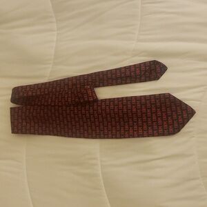 Lord & Taylor IBM 100% Silk Necktie Navy/Red